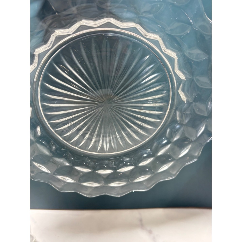 Vintage 4 Pc Fostoria Clear Glass Dinner Plates 9.5 Inch Cubist - Picture 5 of 6